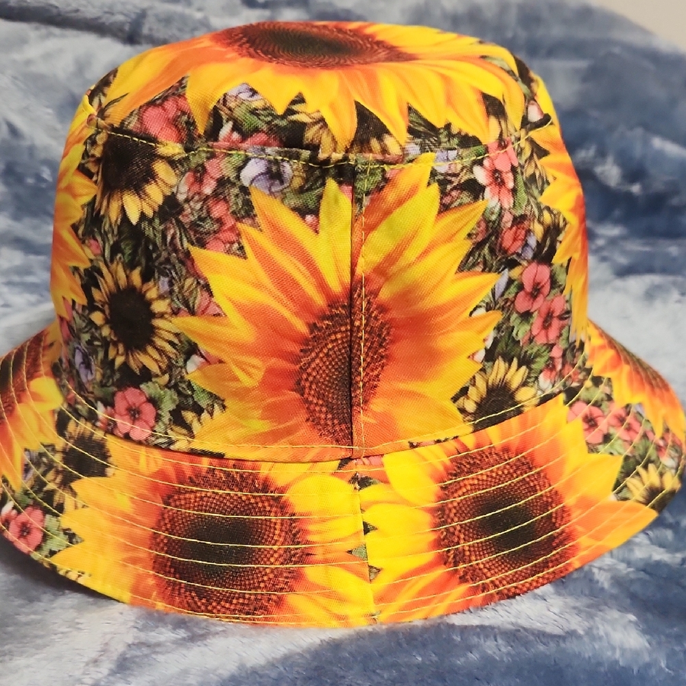 Sunflower Print Kids Bucket Hat